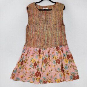 Nancy Cook Smith Dress Womens Medium Colorful Floral Art To Wear Hand Wovern